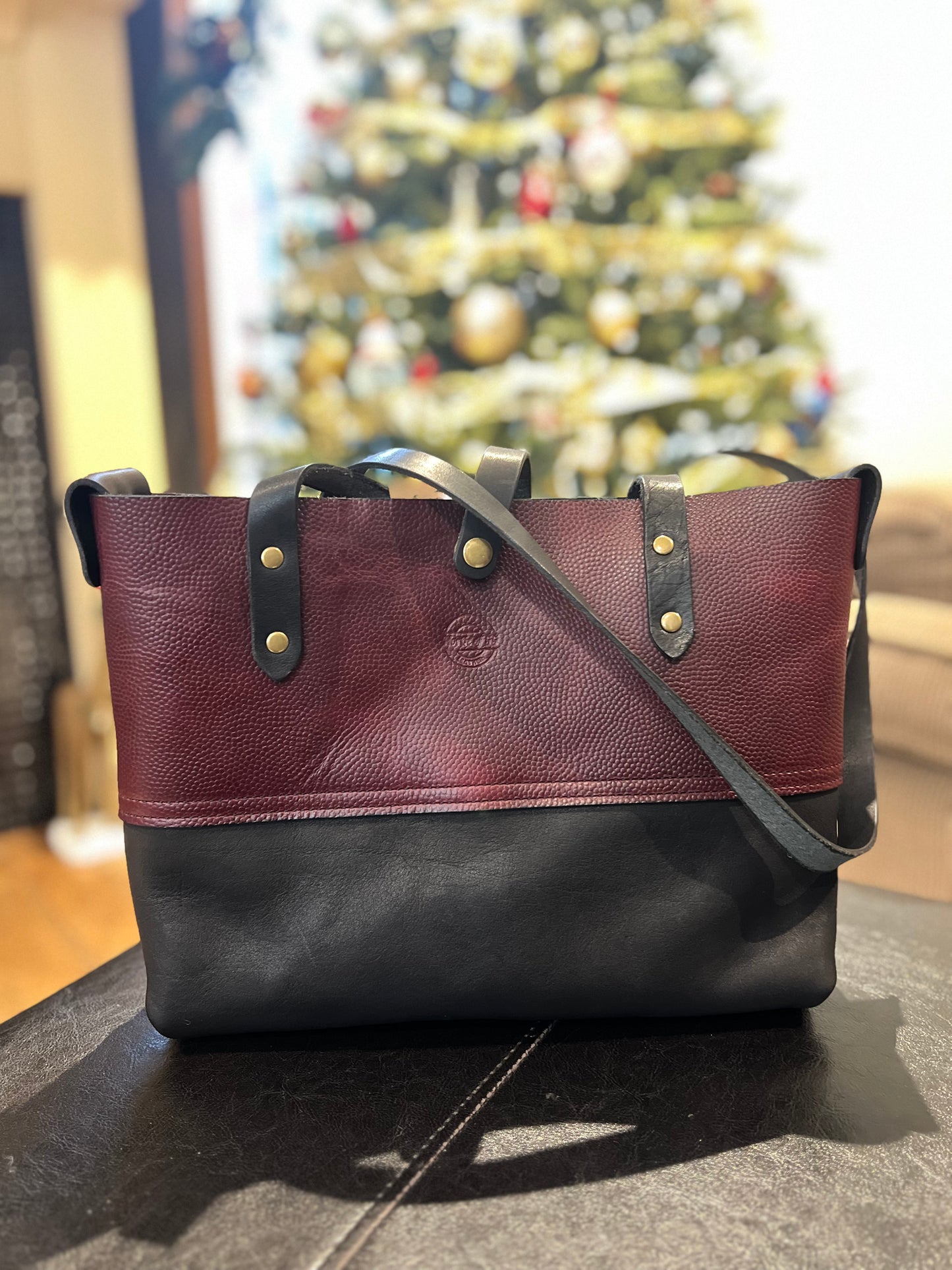 Burgandy and Black Tote Bag