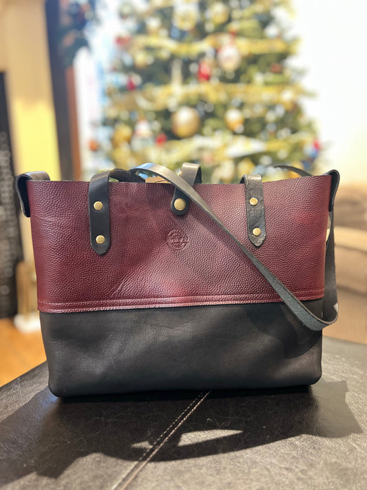 Burgandy and Black Tote Bag